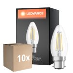 Opakowanie 10x Ledvance Classic Performance LED Żarówka B22d świeca Włókno Przezroczysty 4W 470lm - 827 Bardzo Ciepła Biel | Zamienne 40W